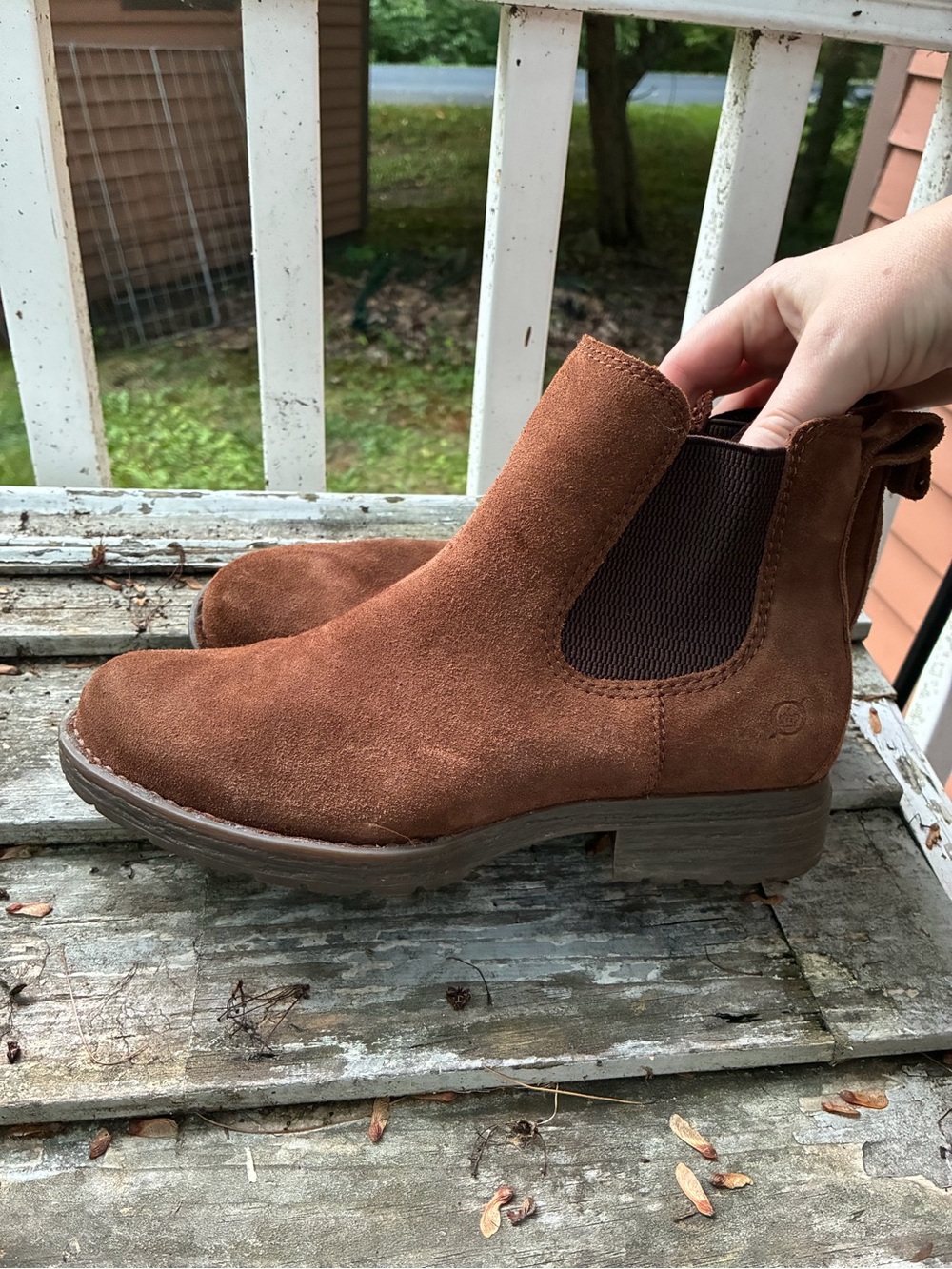 Born Women's Brown waterproof Suede Chelsea Ankle Boots